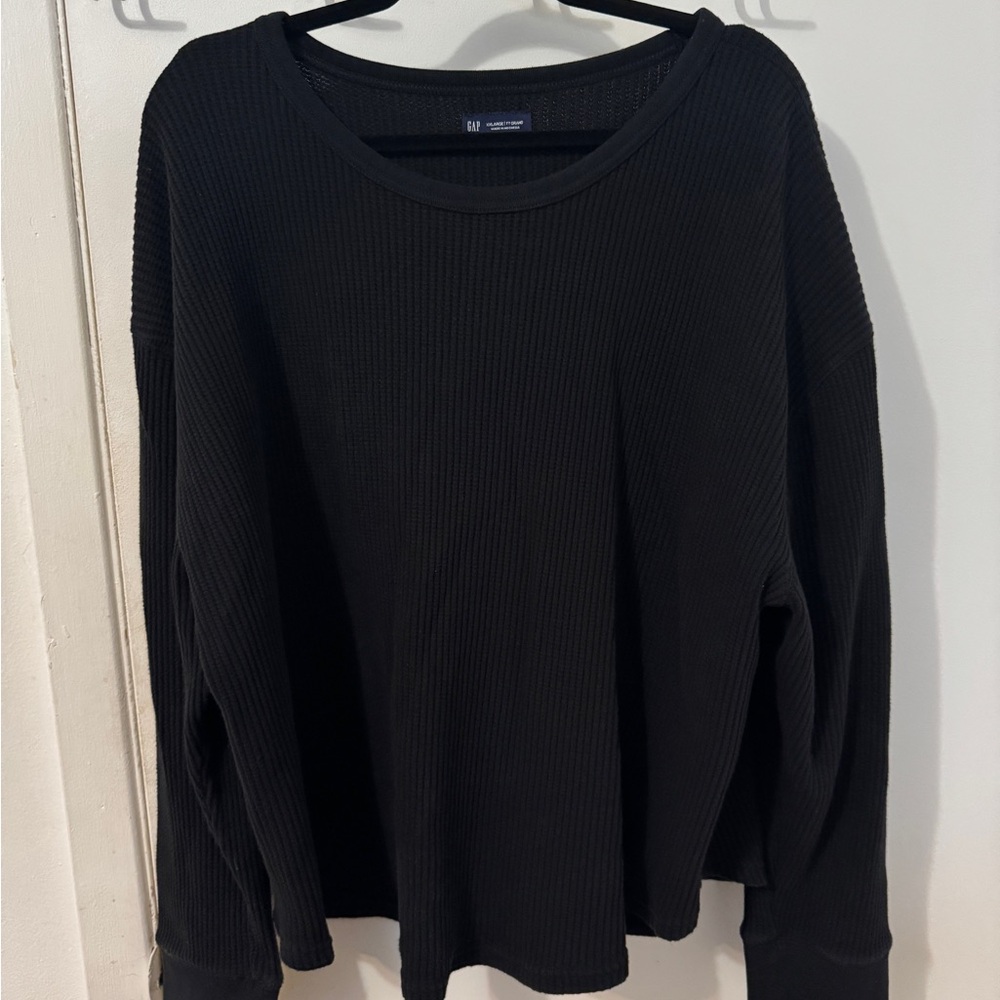 Gap Black Long Sleeve Ribbed Top